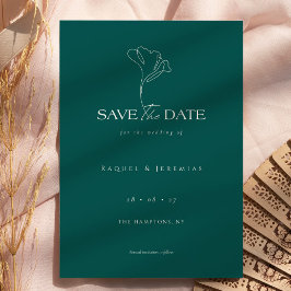 Reserva La Fecha Monograma Floral Elegante Esmeralda Boda