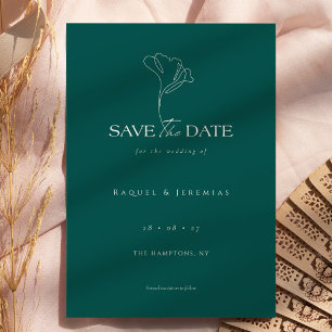 Reserva La Fecha Monograma Floral Elegante Esmeralda Boda
