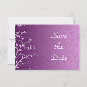 Reserva La Fecha Monograma Floral Morado Lindo para Guardar la Fech
