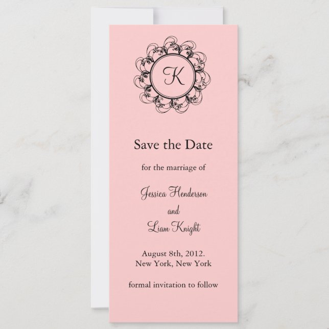 Reserva La Fecha Monograma Guardar la fecha (rosa) (Anverso)