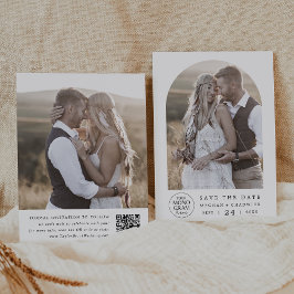 Reserva La Fecha Monograma MEGHAN Foto Boda único blanco negro