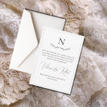 Reserva La Fecha Monograma moderno blanco y negro<br><div class="desc">Boda diseñada con gusto Ahorra la Fecha con tu acento de hoja dibujado a mano y monograma debajo. Un giro muy único y diferente a una tarjeta Save the Date. Agregue toda su información en la encantadora descripción escrita del boda si lo desea o utilice esta. Inserta tu fecha. Finalice...</div>