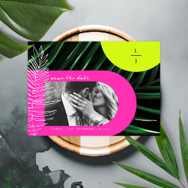 Reserva La Fecha Monograma Palm Neon Arches Tropical Guardar Fecha