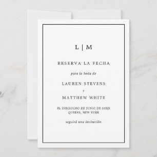 Reserva La Fecha Monograma simple Boda formal español