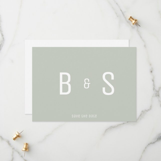 Reserva La Fecha Monograma simple moderno Código QR Guardar la fech (Anverso/Reverso In Situ)