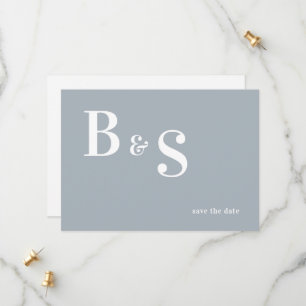 Reserva La Fecha Monograma simple y moderno azul turbio QR Guardar 