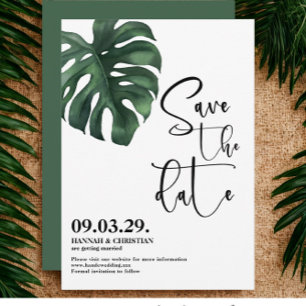 Reserva La Fecha Monstera Tropical Palm Leaf Guardar fecha