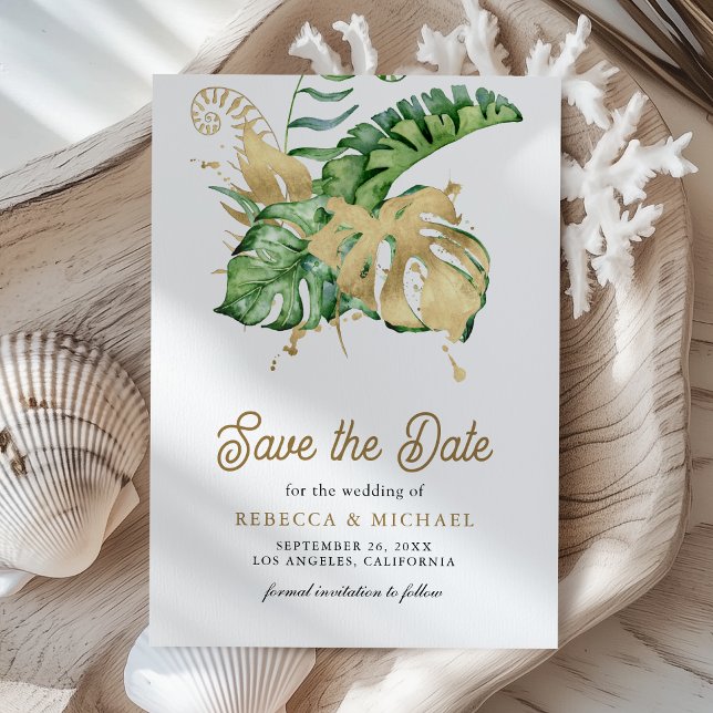 Reserva La Fecha Monstera Tropical Palm Photo Boda (Subido por el creador)