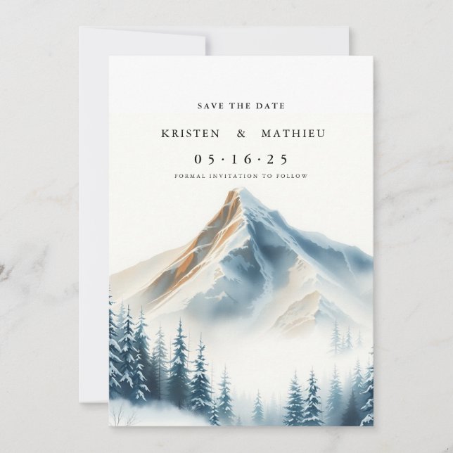 Reserva La Fecha Montaña Personalizado de la tipografía (Anverso)