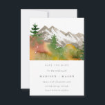Reserva La Fecha Montañas acuáticas de otoño Pinos Árboles Guardar<br><div class="desc">🍂 Fall Watercolor Mountains Pine Trees Save the Date - Un hermoso paisaje de montaña acuático se muestra en nuestra paleta Save the Date en una hermosa paleta de colores de otoño. También se presenta una tipografía moderna y minimalista. Guardar la fecha forma parte de una colección. La parte trasera...</div>