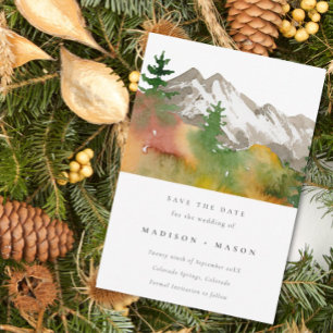 Reserva La Fecha Montañas acuáticas de otoño Pinos Árboles Guardar 