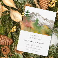 Montañas de Acuarela de Otoño Árboles de Pino Fech