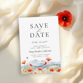 Reserva La Fecha Montañas Prado Verano Amapolas Boda Romántica