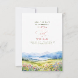 Reserva La Fecha Montañas y flores silvestres Boda pequeño
