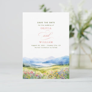 Reserva La Fecha Montañas y flores silvestres Boda pequeño