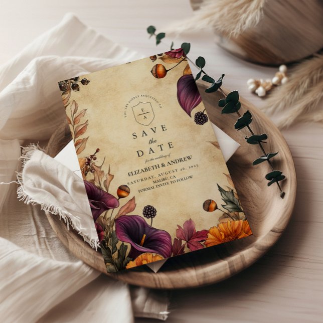 Reserva La Fecha Moody Autumn Floral Boda (Subido por el creador)