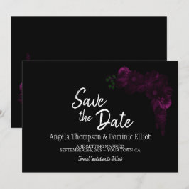 Reserva La Fecha Moody Black con la boda floral rosa Save the Date