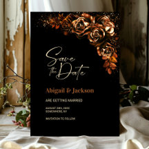 Moody Burnt Naranja Floral Wedding Save the Date