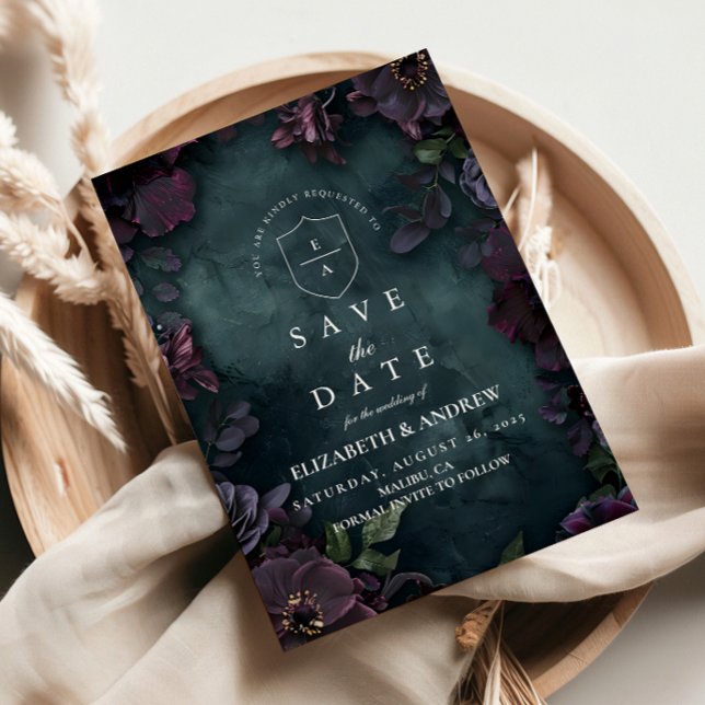 Reserva La Fecha Moody Dark Floral Boda (Subido por el creador)