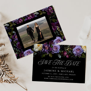 Reserva La Fecha Moody Gothic Floral Photo Boda