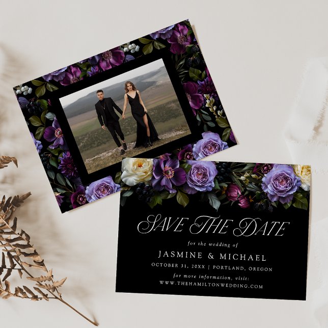 Reserva La Fecha Moody Gothic Floral Photo Boda (Subido por el creador)