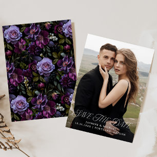 Reserva La Fecha Moody Gothic Floral Photo Save the Date