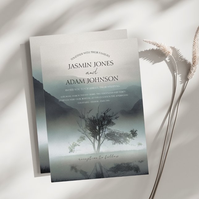 Reserva La Fecha Moody Mountain Dark Aesthetic Woodland Boda (Subido por el creador)