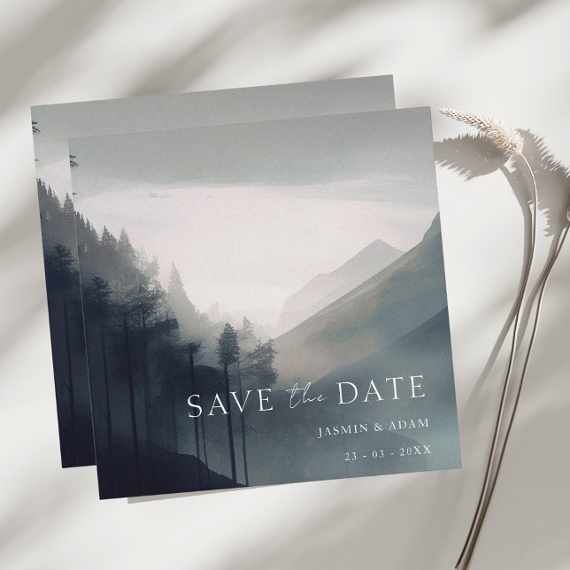 Reserva La Fecha Moody Mountain Dark Aesthetic Woodland Boda (Subido por el creador)