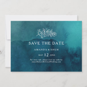 Reserva La Fecha Moody Ocean Watercolor Horizontal Guardar la fecha