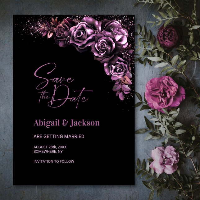 Reserva La Fecha Moody Pink Floral Wedding Save the Date (Subido por el creador)