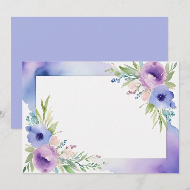 Reserva La Fecha Morado Azul Personalizado en Blanco (Anverso / Reverso)