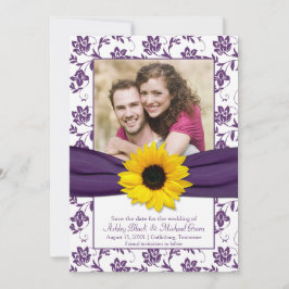 Reserva La Fecha Morado Floral Damask girasol Save the Date