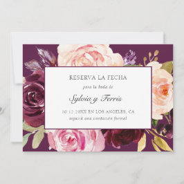 Reserva la fecha morado floral español