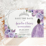 Reserva La Fecha Morado Lilac Floral Quinceanera Brown Princess<br><div class="desc">c) El estudio Happy Cat Studio</div>
