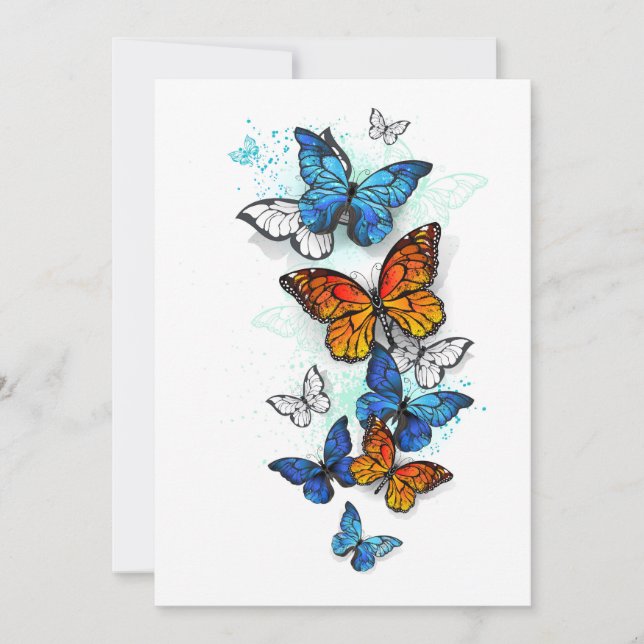 Reserva La Fecha Morfo y monarca de las mariposas voladoras (Anverso)