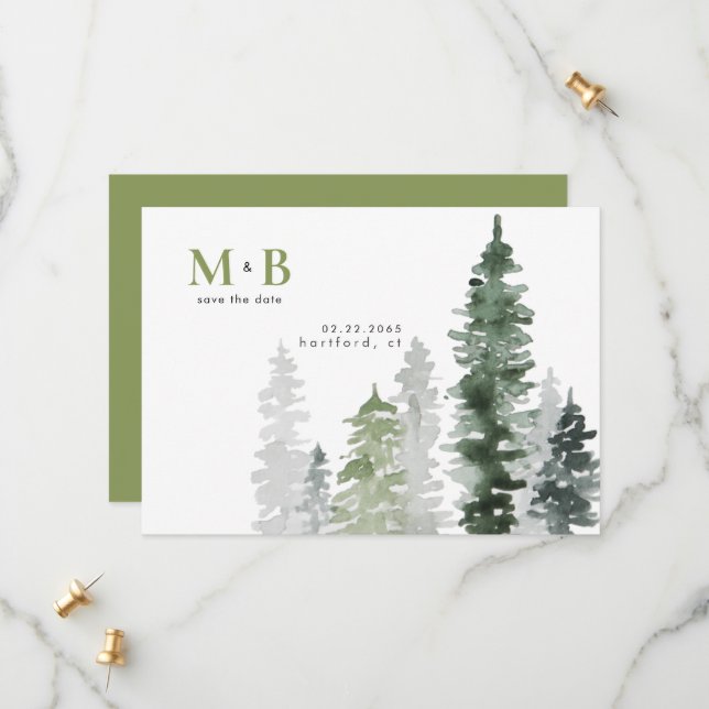 Reserva La Fecha Moss Green Woodland Boda (Anverso/Reverso In Situ)