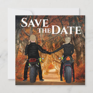 Reserva La Fecha Motocicletas de dos ruedas Boda forestal de otoño