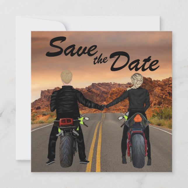 Reserva La Fecha Motocicletas de dos ruedas en Boda Rocky Highway (Anverso)