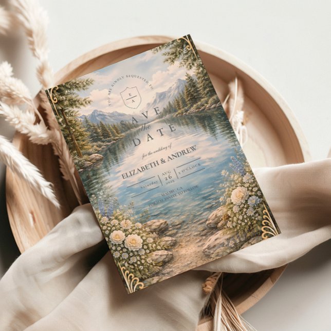 Reserva La Fecha Mountain Lake Forest Wildflower Wedding (Subido por el creador)