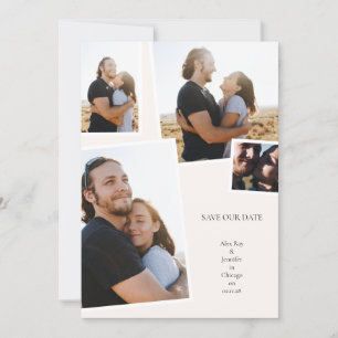 Reserva La Fecha Multi 4 collage de fotos Simple Elegante Boda