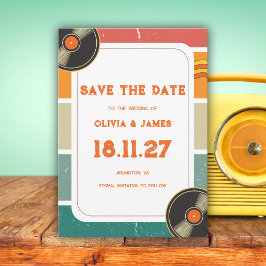 Reserva La Fecha Música Retro Antigua de los 60 Vinilo Groovy Boda