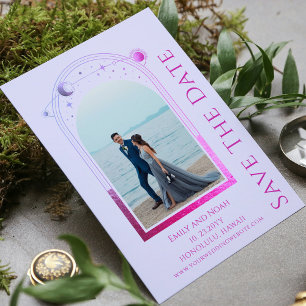 Reserva La Fecha Mystical Lavender Pink Sun Moon Star Space Save Th