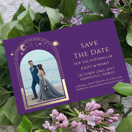 Reserva La Fecha Mystical Purple Gold Sun Moon Stars Space