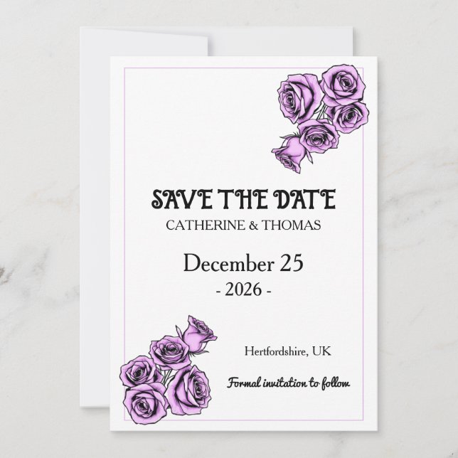Reserva La Fecha Mystical Purple Rose Wedding (Anverso)