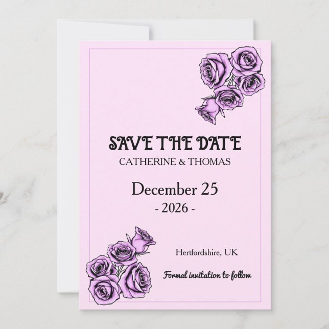 Reserva La Fecha Mystical Purple Rose Wedding (Anverso)