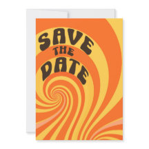 Naranja Amarillo Retro  Foto Guardar La Fecha