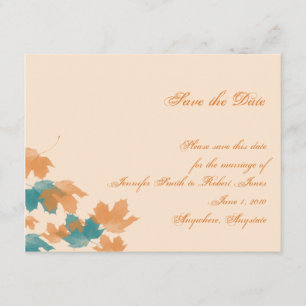 Reserva La Fecha Naranja Aqua Autumn Maple Leaf Save the Date
