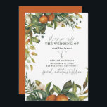 Reserva La Fecha Naranja cítrico acuarela boda botánico<br><div class="desc">Naranja cítricos acuarela floral y follaje de boda ahorra la tarjeta de fecha. Hermosas acuarelas florales estampadas a mano y texto de escritura moderno. Moderno en color de roya de tendencia.</div>