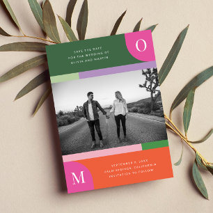 Reserva La Fecha Naranja colorido y rosa negrita brillante Guardar 