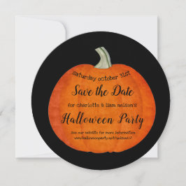 Reserva La Fecha Naranja de calabaza pintada Partido Halloween Negr